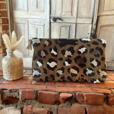 Trousse à maquillage en jacquard Léopard
