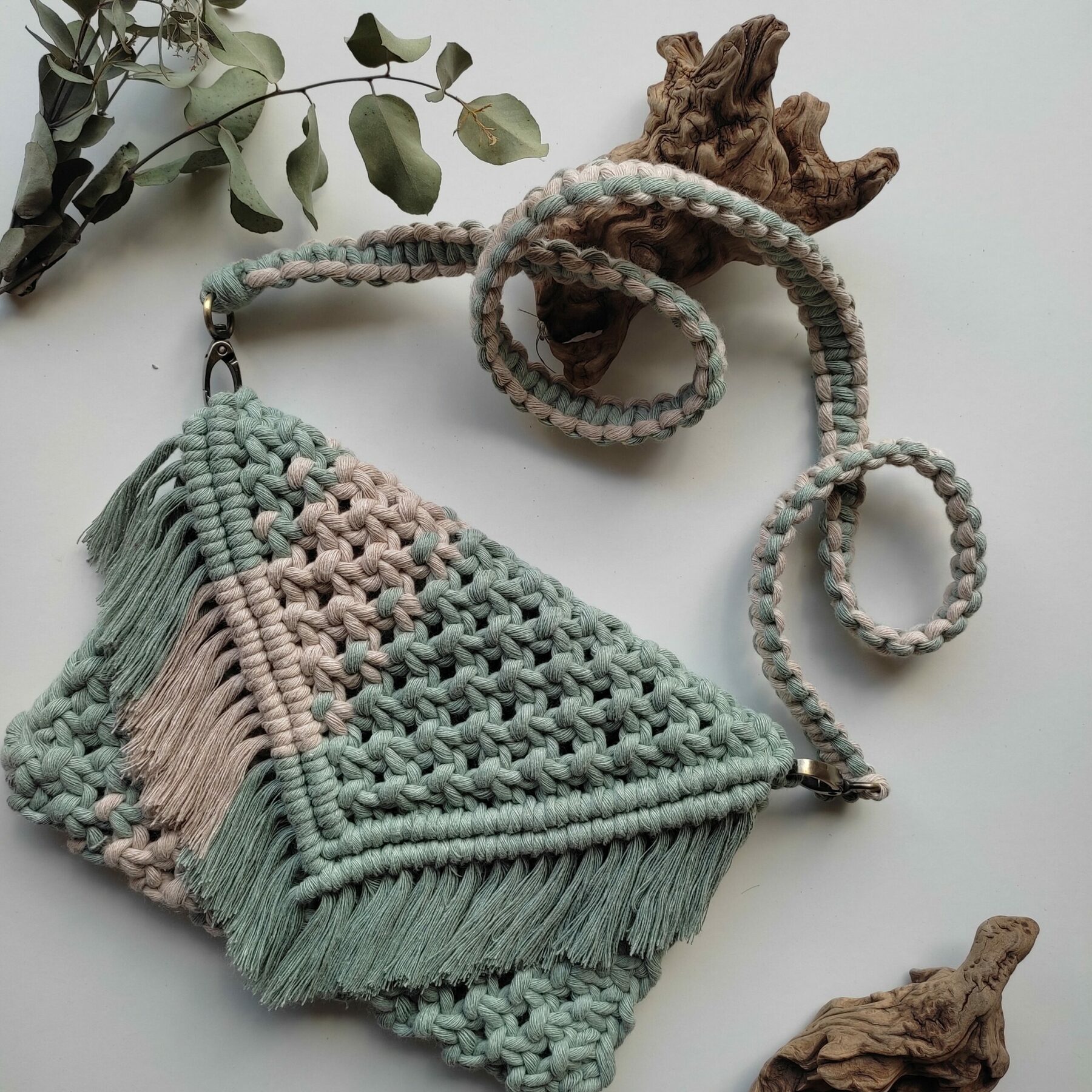 Sac à main en macramé - bicolore – Image 4