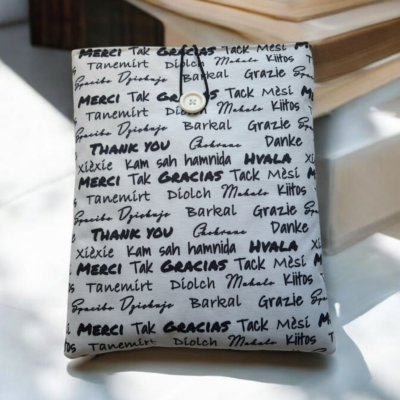 Pochette Molletonnée "Merci" – Protection pour Livres, Tablettes et Liseuses