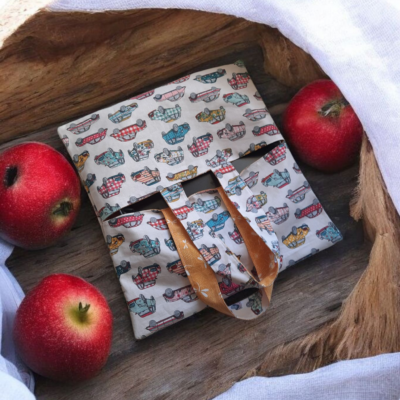 Sac à tarte réversible en coton Oeko-Tex – fait main