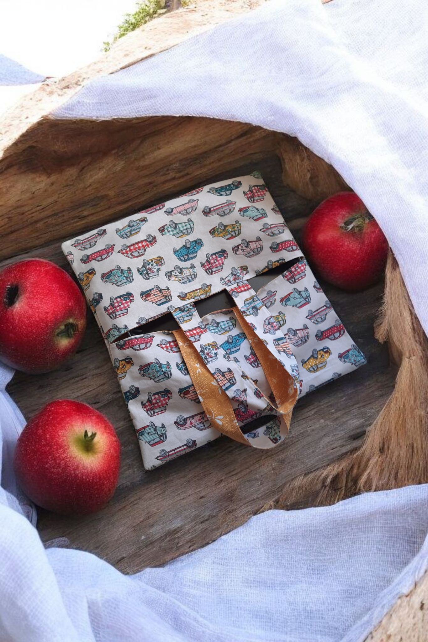 Sac à tarte réversible en coton Oeko-Tex – fait main