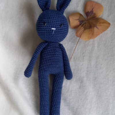 Doudou lapin bleu