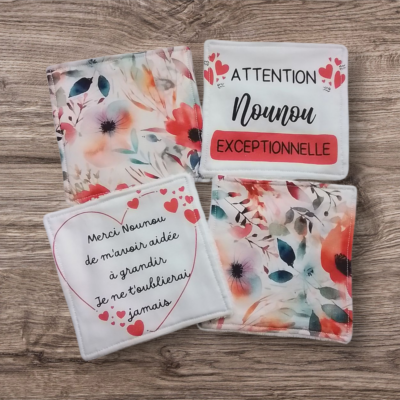 Lingettes démaquillantes personnalisées pour nounou – Lot de 4