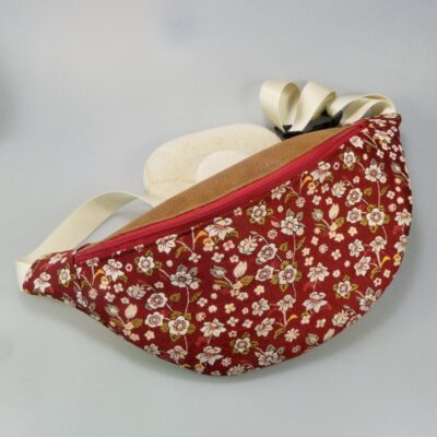 Sac banane tissu jacquard rouge fleuri