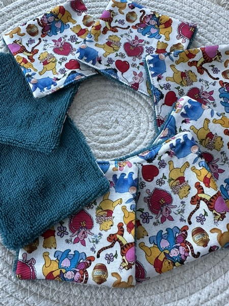 Lingettes lavables bébé motif Winnie l'ourson Disney à partir lot de 8 en éponge coton, bambou, polaire au choix ATELIERSDISA