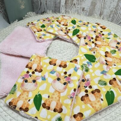 Lingettes lavables bébé motifs animaux savane éponge bambou, coton, polaire au choix - ATELIERSDISA
