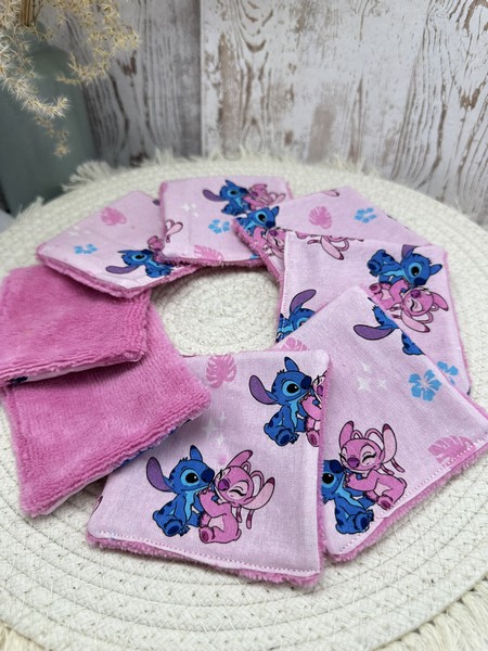 Lingettes lavables bébé motif Lilo & Angel Disney à partir lot de 8 en éponge coton, bambou, polaire au choix ATELIERSDISA – Image 2