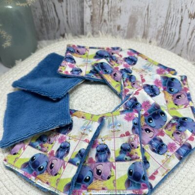 Lingettes lavables bébé motif Lilo et Stitch Disney à partir lot de 8 en éponge coton, bambou, polaire au choix ATELIERSDISA