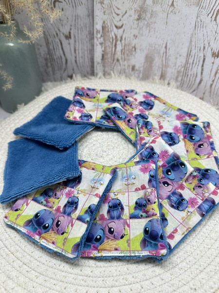 Lingettes lavables bébé motif Lilo et Stitch Disney à partir lot de 8 en éponge coton, bambou, polaire au choix ATELIERSDISA