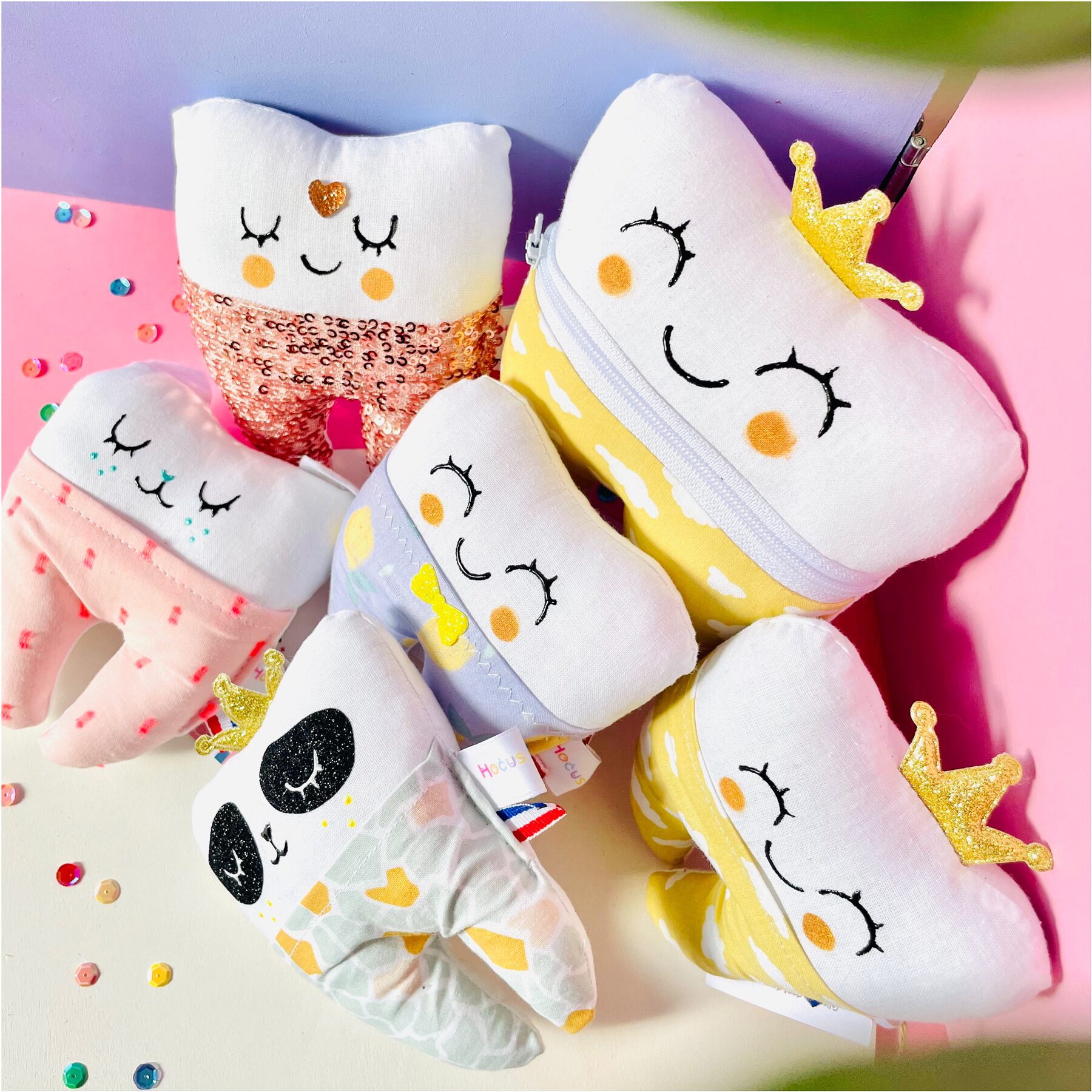 Boîtes à dents de lait divers coloris avec visage mignon