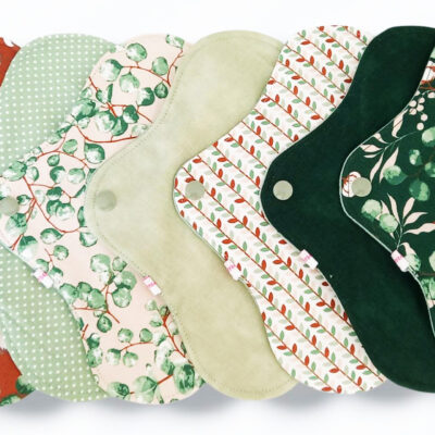 Pack 7 serviettes hygiéniques lavables EUCALYPTUS (M/ Flux normaux à moyens) - serviettes menstruelles lavables - serviettes menstruelles lavables - Zéro déchet - shl - serviettes périodiques