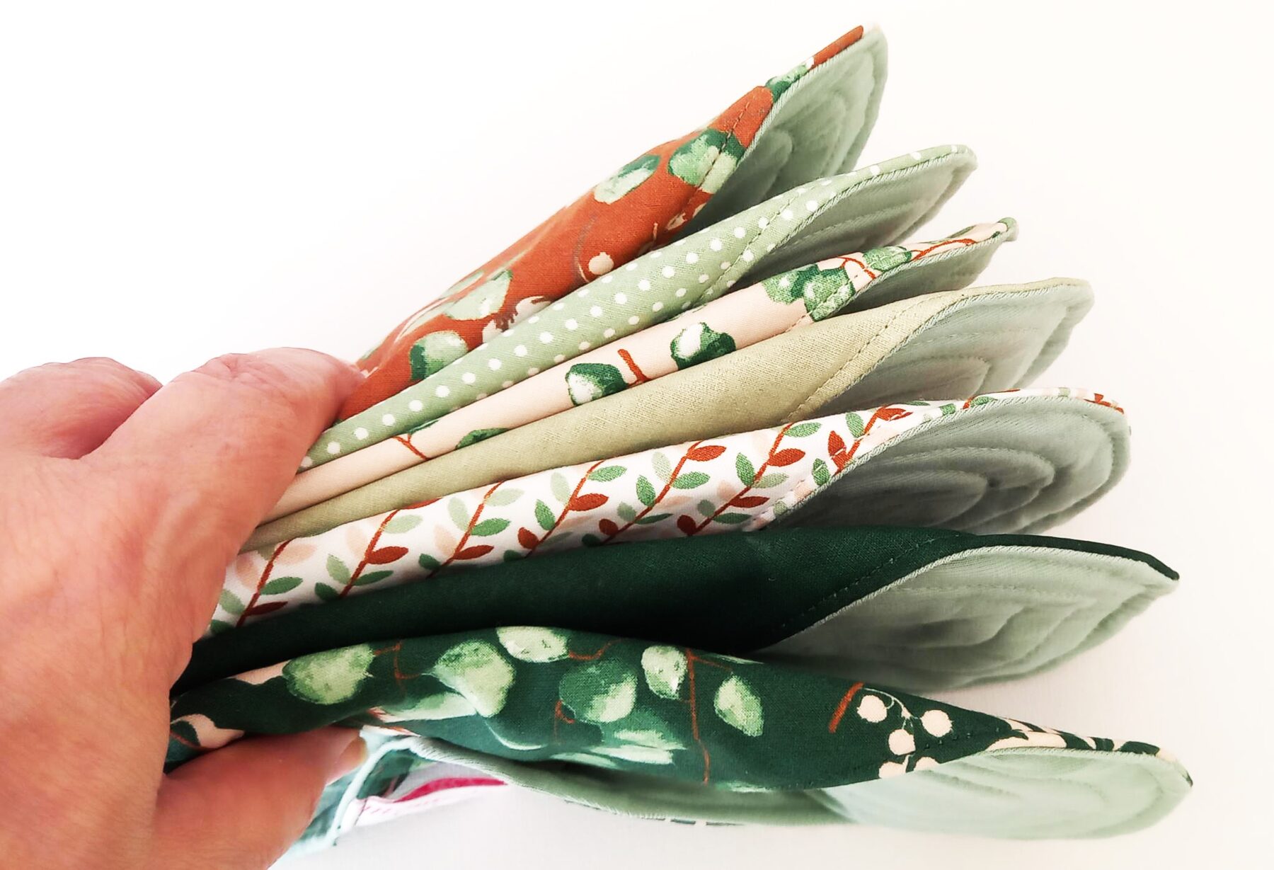 Pack 7 serviettes hygiéniques lavables EUCALYPTUS (M/ Flux normaux à moyens) - serviettes menstruelles lavables - serviettes menstruelles lavables - Zéro déchet - shl - serviettes périodiques