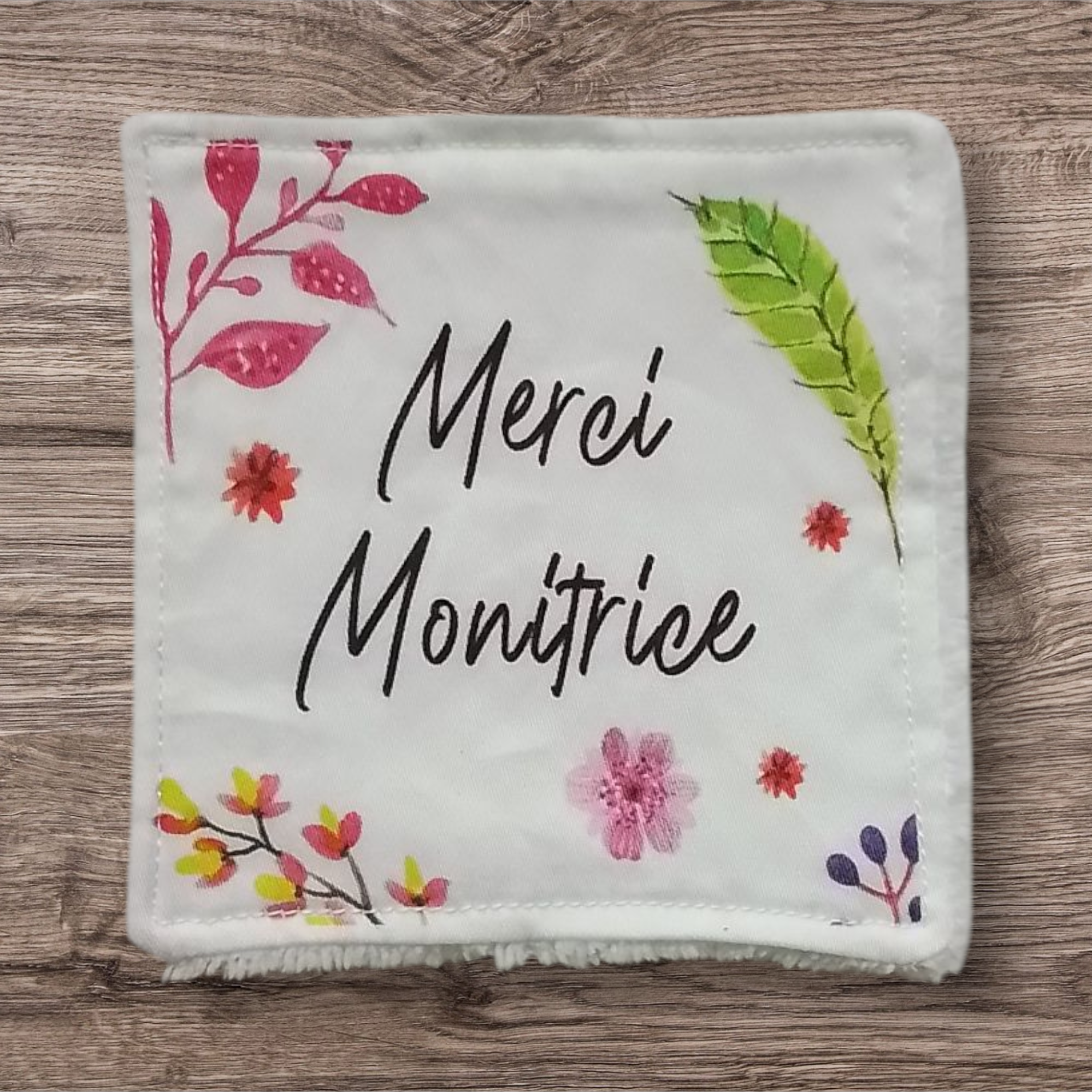 Lot 4 lingettes personnalisées en coton Oeko-Tex – Cadeau monitrice – Image 2