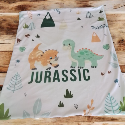 Plaid bébé motif dinosaures – Fait main