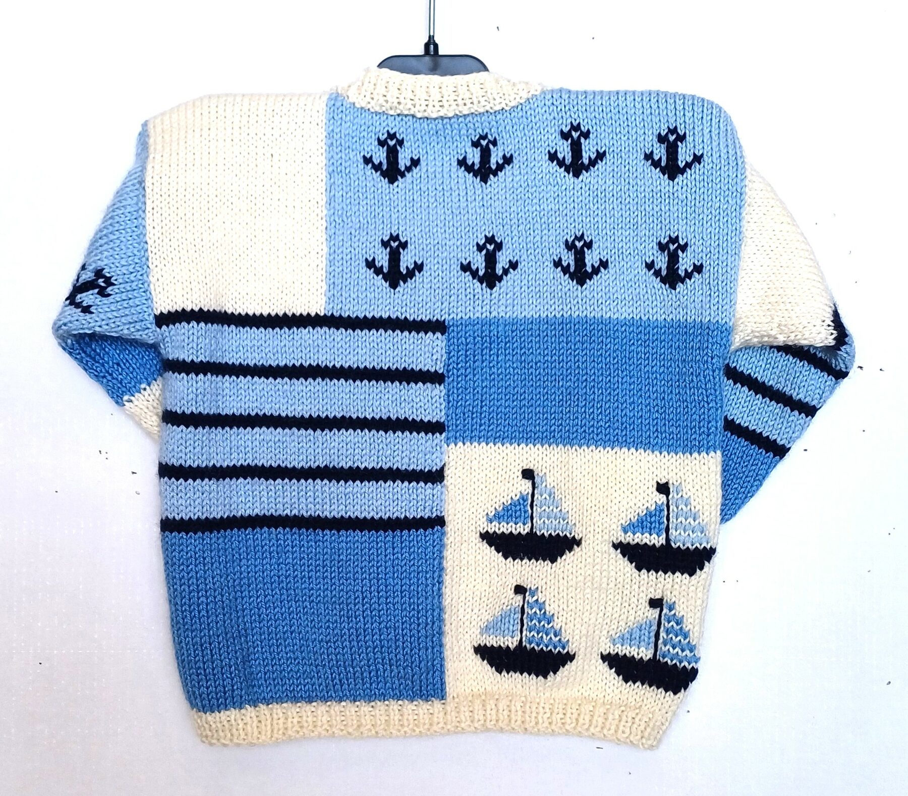 Gilet tricot pour bébé, fait main, style marin, taille 1 an – Image 2