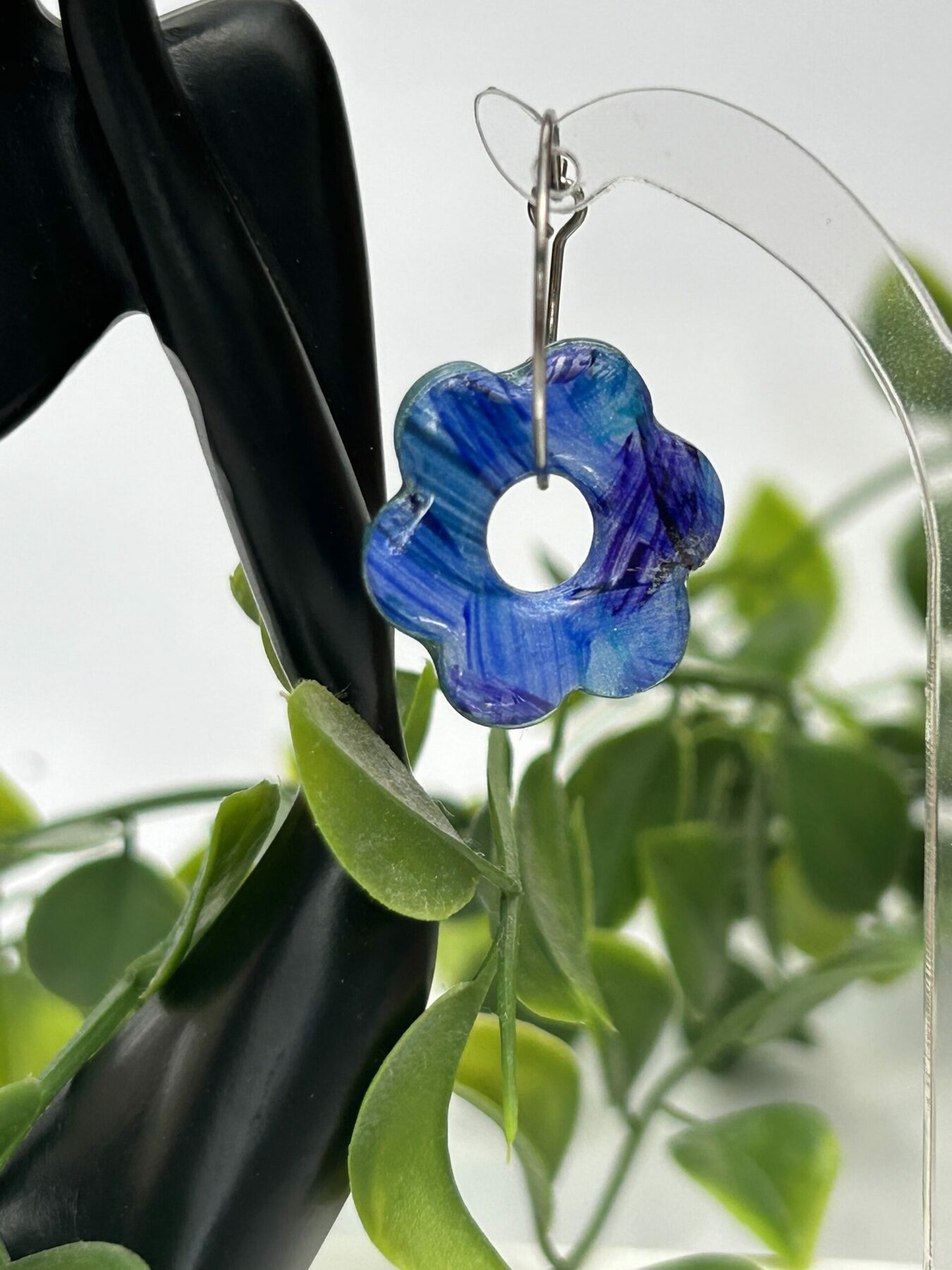 Créoles « Les Fleurettes » camaïeu bleu – Image 2