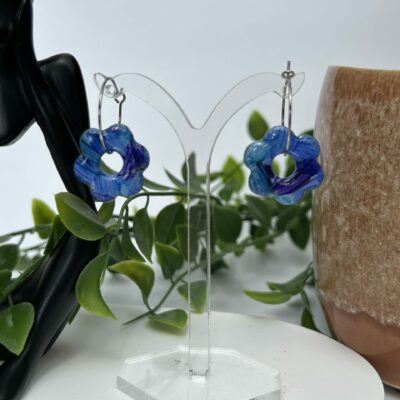 Créoles « Les Fleurettes » camaïeu bleu