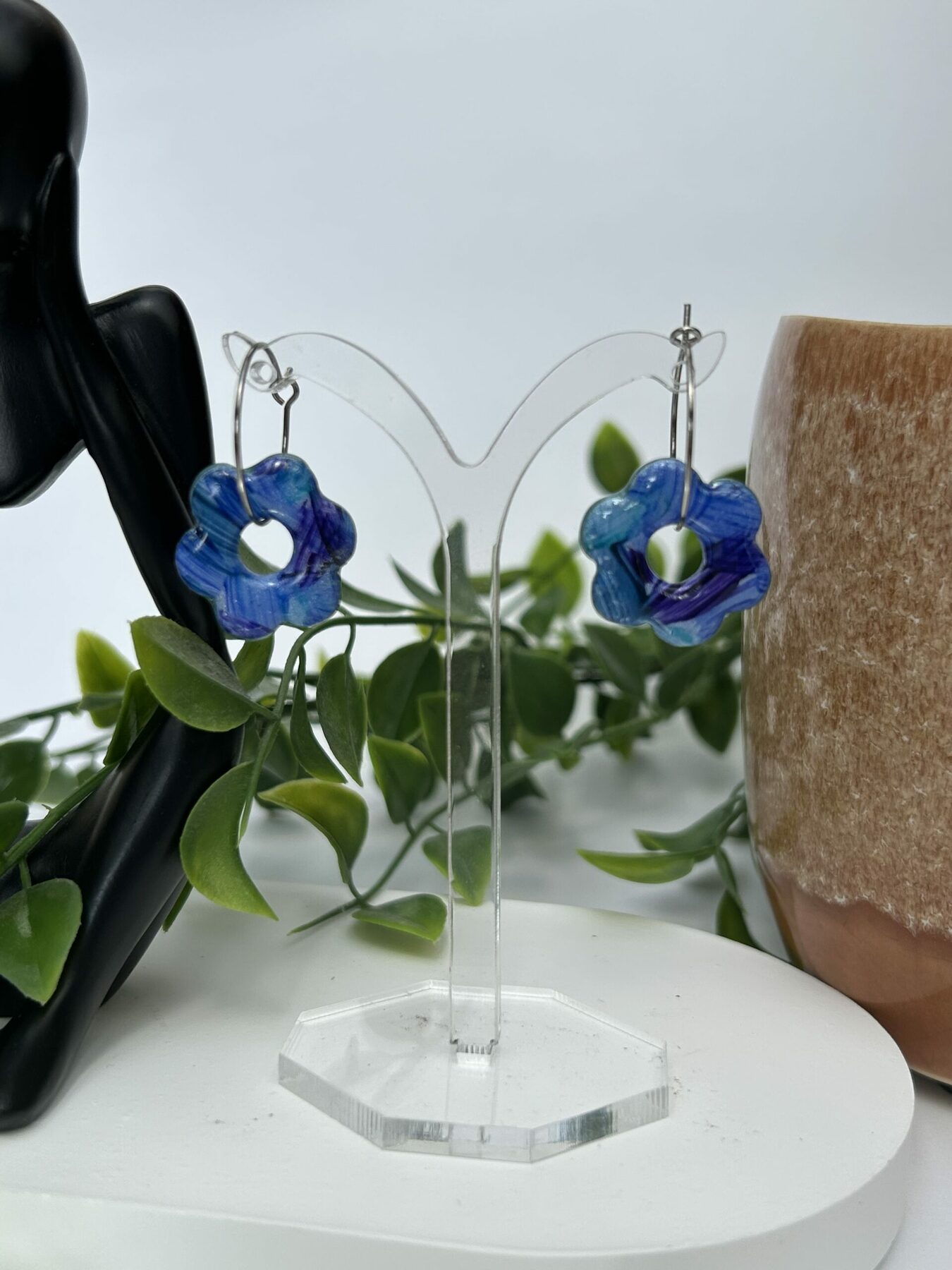 Créoles « Les Fleurettes » camaïeu bleu