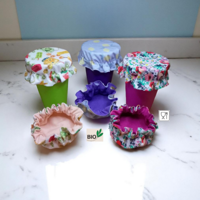 couvre verre, charlotte à verre en coton BIO motifs au choix