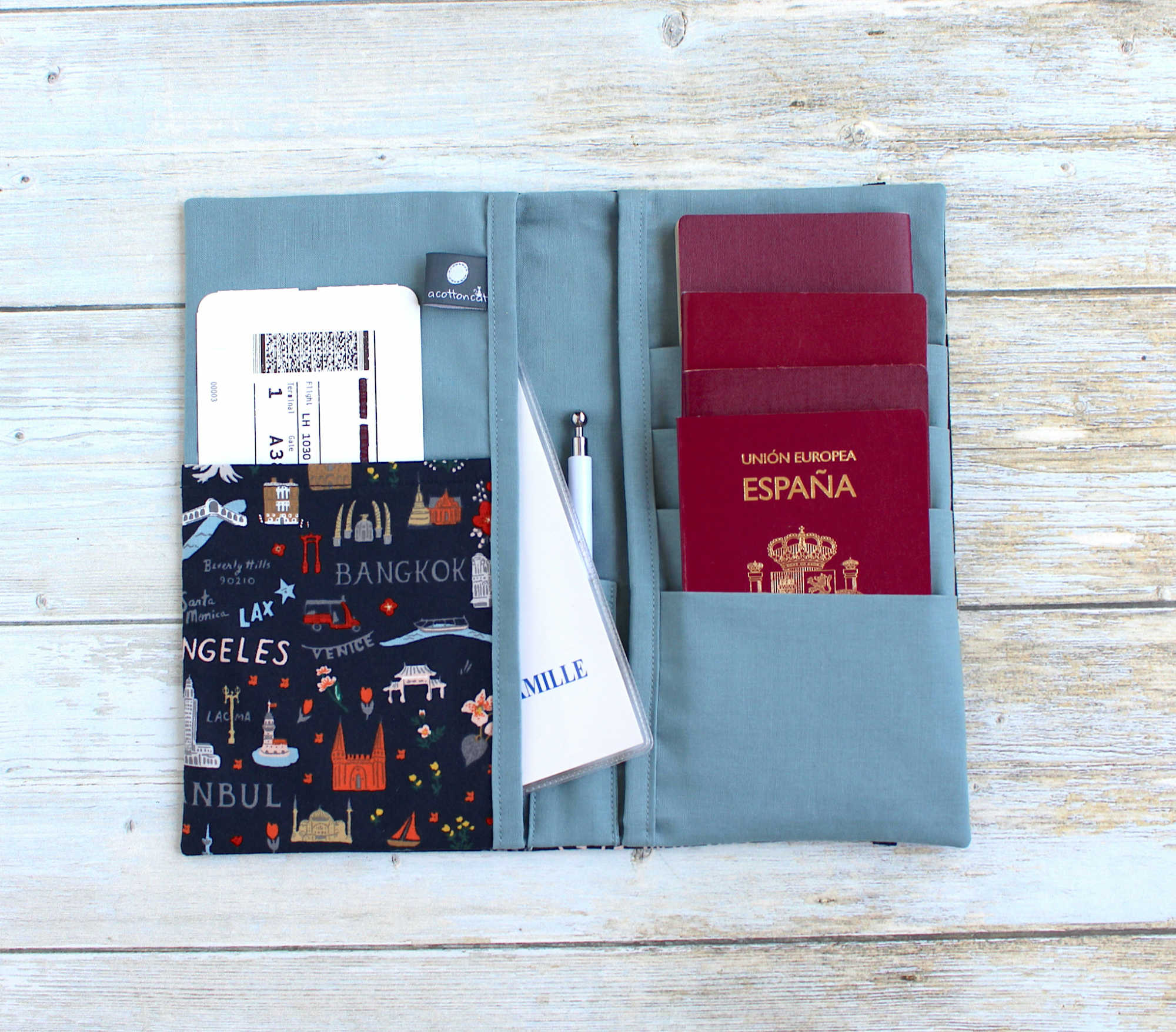 Porte documents voyage famille, pochette range passeports, étui billets d'avion, organisateur voyage – Image 2