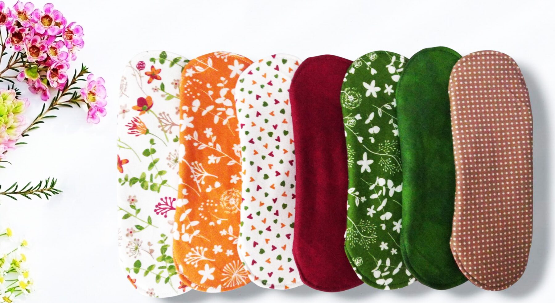 Pack 7 serviettes hygiéniques lavables FLEURS DES CHAMPS (S / Flux normaux) - serviettes menstruelles lavables - serviettes menstruelles lavables - Zéro déchet - shl - serviettes périodiques