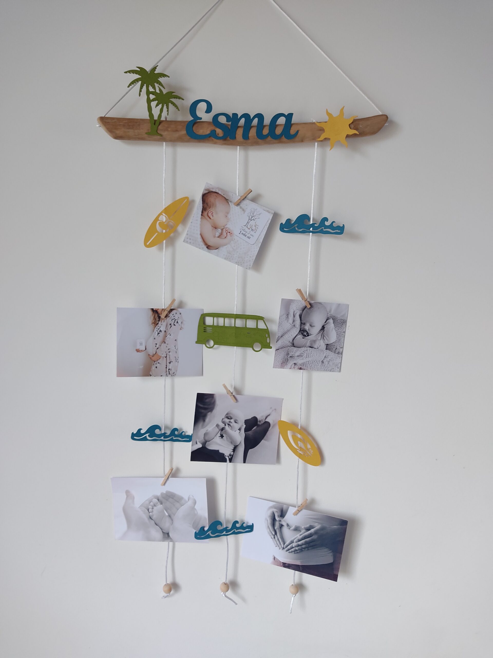 Porte photos chambre bébé personnalisé, thème surf, cadeau naissance