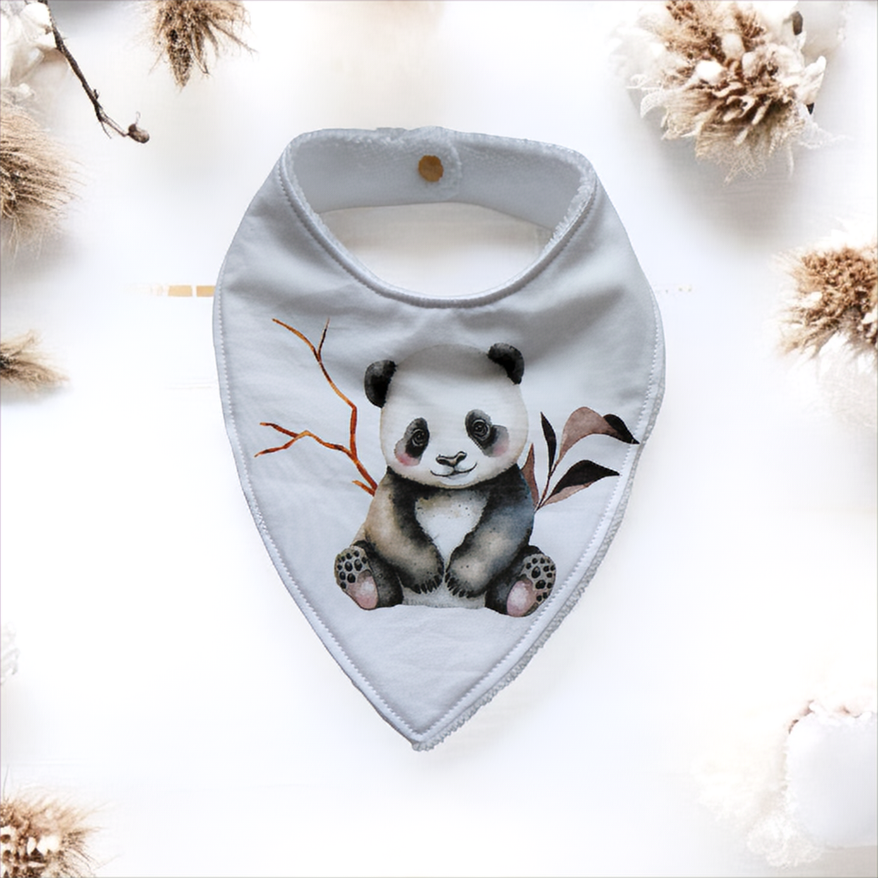 Bavoir bandana panda – 0/9 mois – Coton & bambou Oeko-Tex®