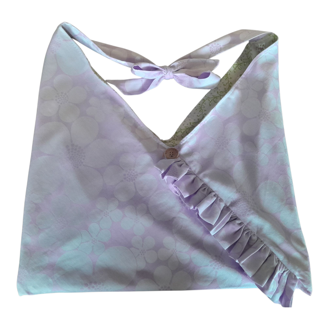 Sac origami rayonnante bi-matière motif floral mauve + floral – Image 2