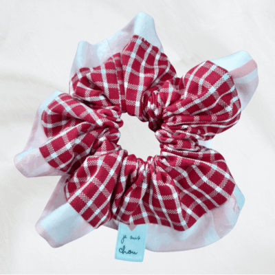 Chouchou adorée carreaux rouges + rose