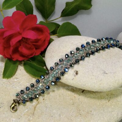 Bracelet bohème chic au crochet TRIO de perles en verre