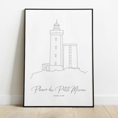 Affiche Phare du Petit Minou, phare de Bretagne, phare du Finistère, Plouzané, Brest