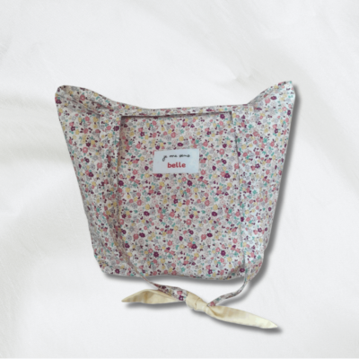 Sac tote bag confiante bi-matière motif floral + jaune