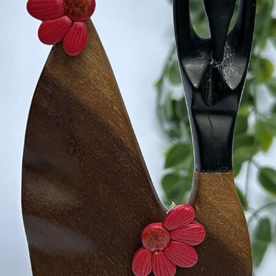 Boucles d’oreilles « Les Floralies 2 » en pâte polymère rouge