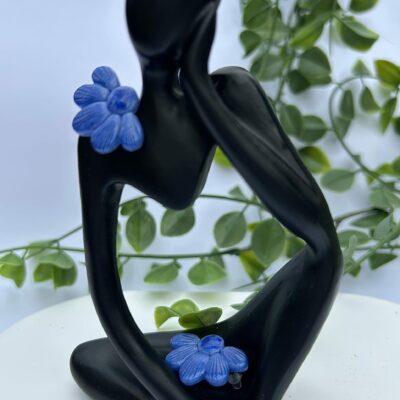 Boucles d’oreilles « Les Floralies 2 » en pâte polymère bleue