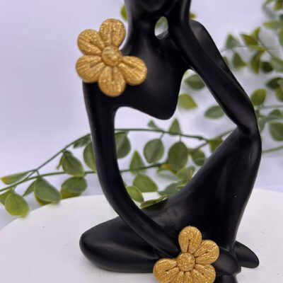 Boucles d’oreilles « Les Floralies 1 » en pâte polymère or