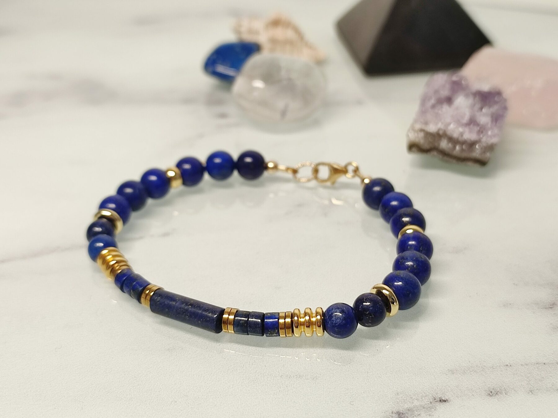 Bracelet Lapis Lazuli & Hématite – Bijou Femme Gold Filled – Image 3