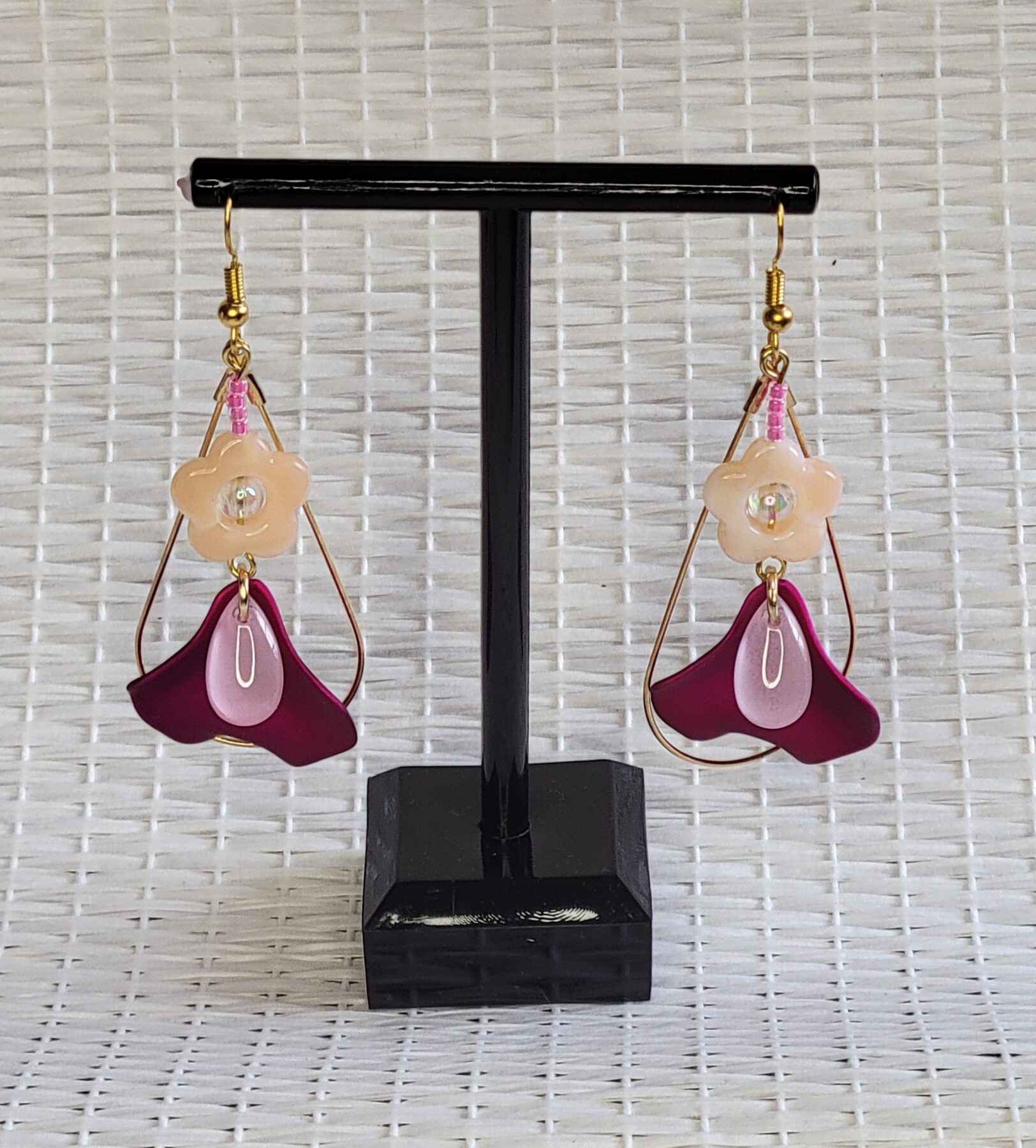 Boucles d'oreilles fleurs roses