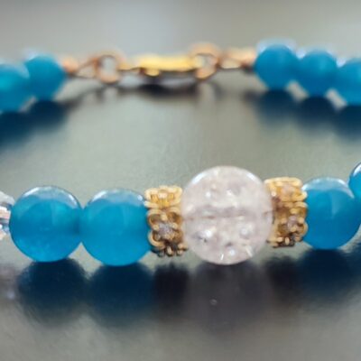 Bracelet Agate bleue, cristal de Roche craquelé et cristal sur gold filled (Copie)
