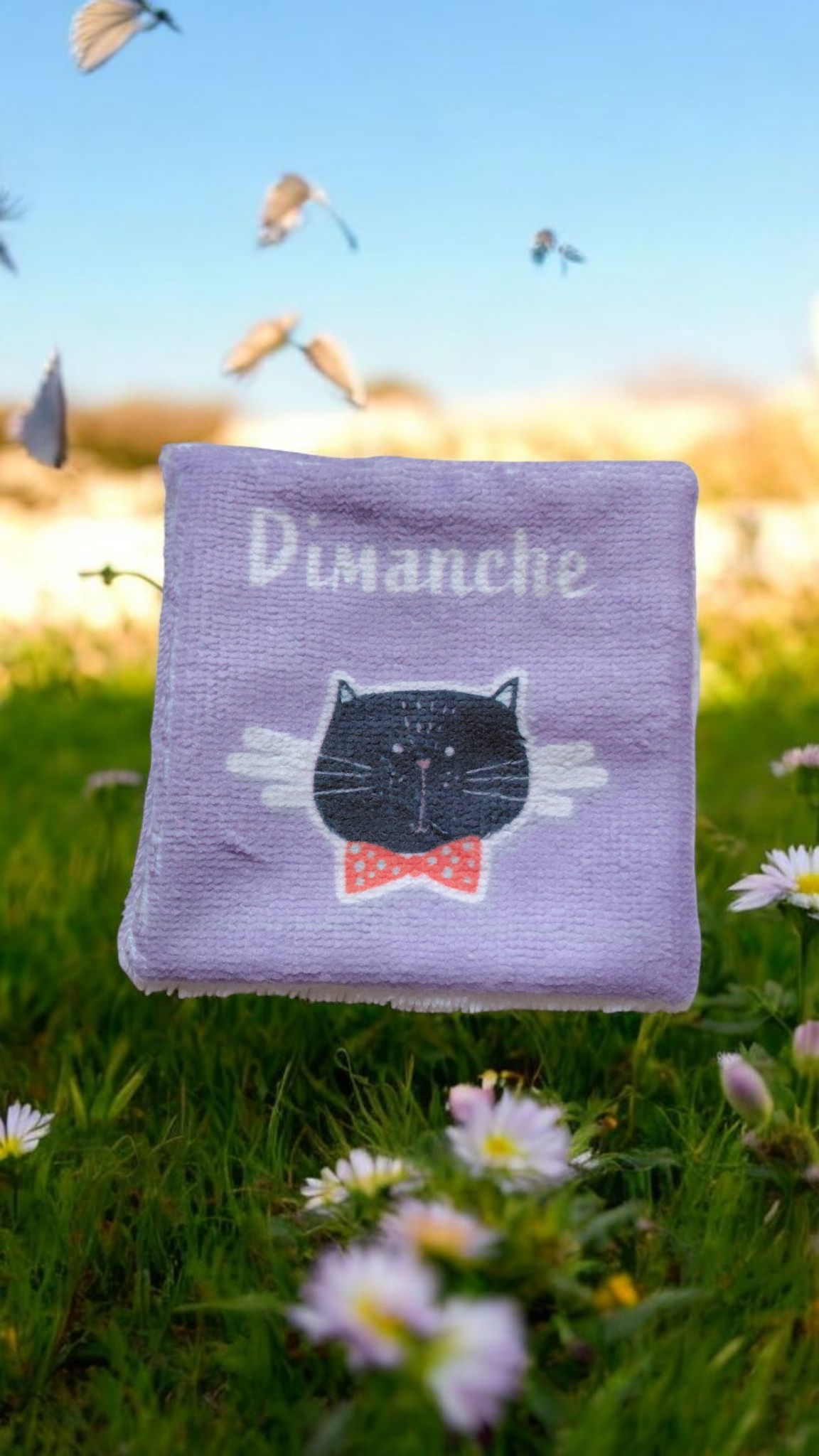 Lot de 4 lingettes lavables recto-verso en éponge de bambou – motif jours de la semaine – Image 4