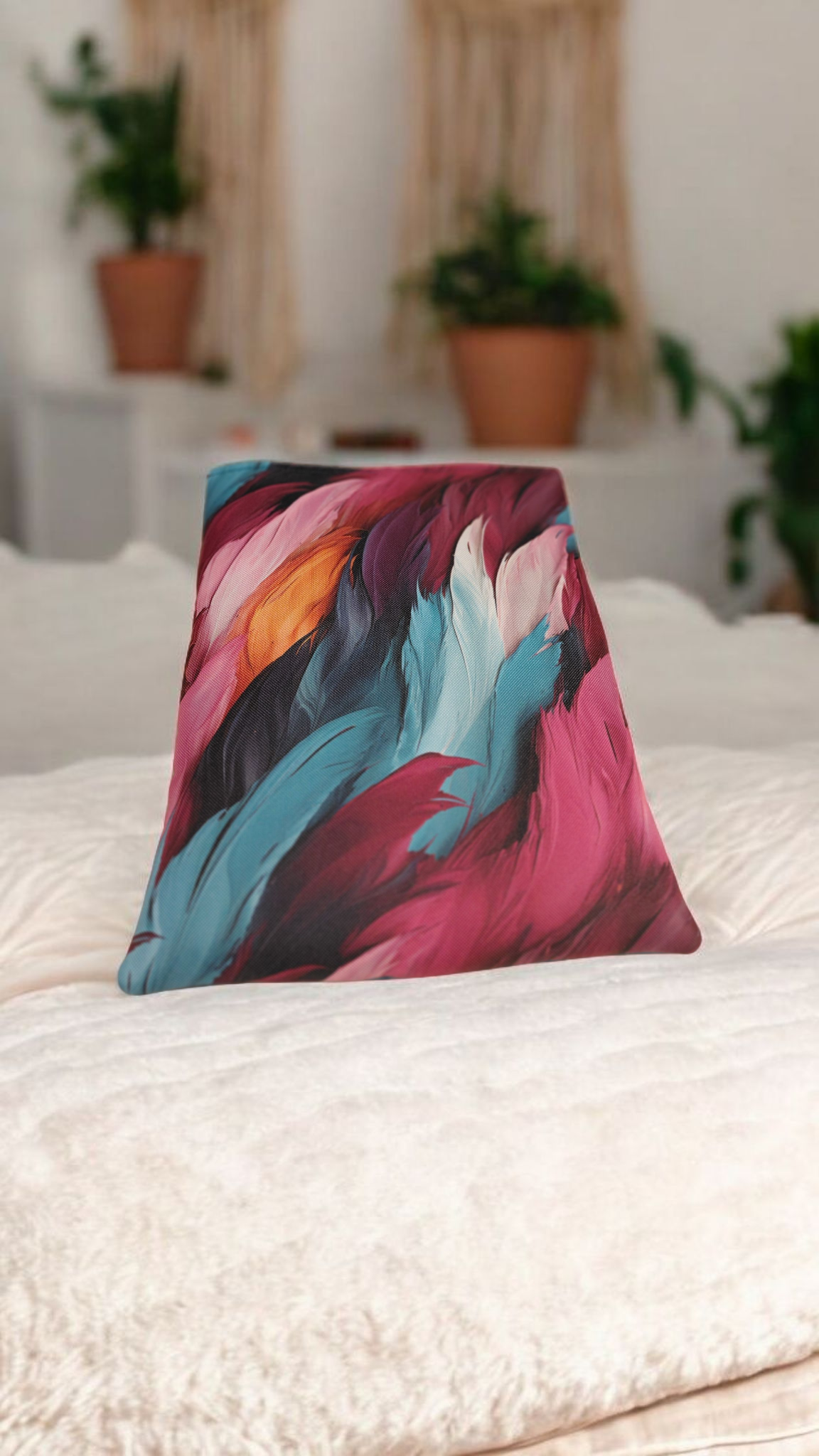 Pochette protège-livres, tablettes et liseuses molletonnée – tissu imperméable motif plumes – Image 3