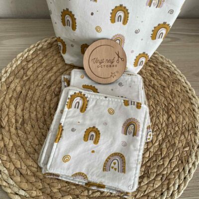 PANIER & LINGETTES LAVABLES - Arc en ciel