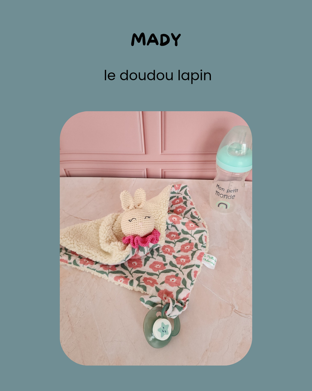 doudou lapin au crochet à personnaliser sur mesure