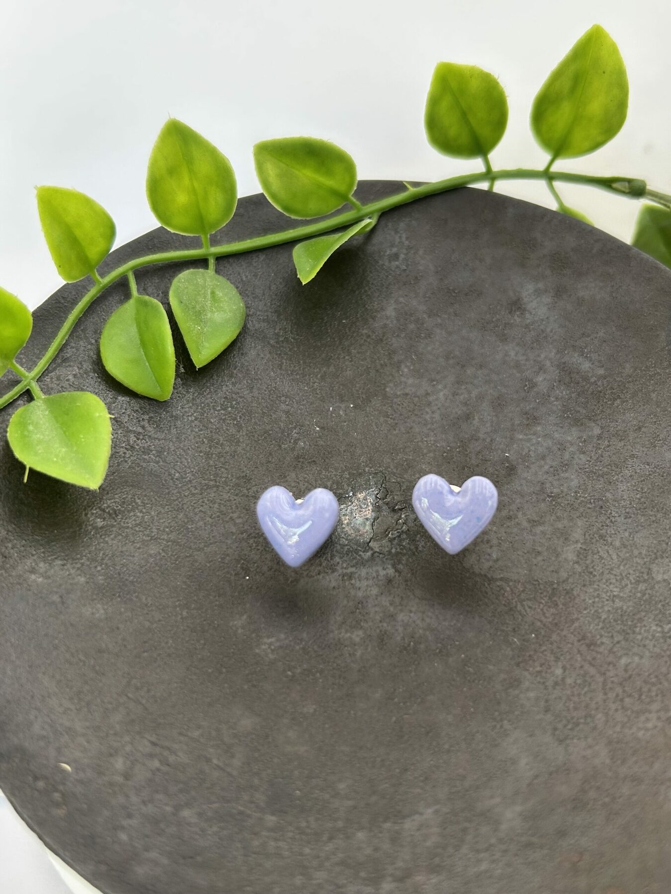 Boucles d’oreilles « Mon petit cœur » en pâte polymère bleu pastel