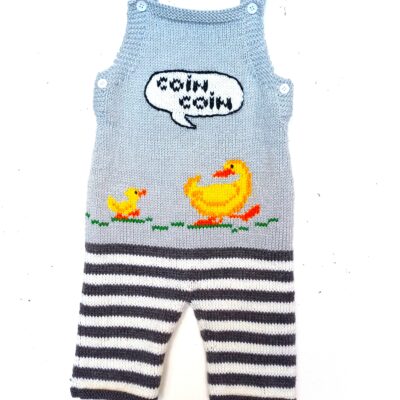 Salopette tricot pour bébé, motif style bande dessinée, taille 3/6 mois