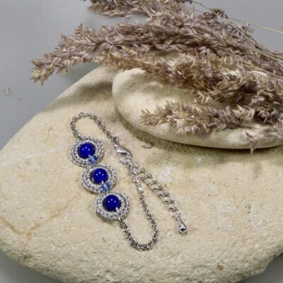 Bracelet bohème chic au crochet et perles en verre, Saturne