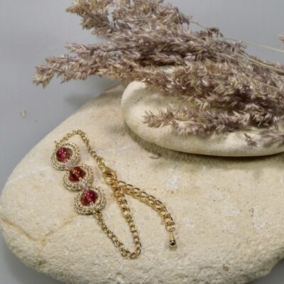 Bracelet bohème chic au crochet et perles en verre, Saturne