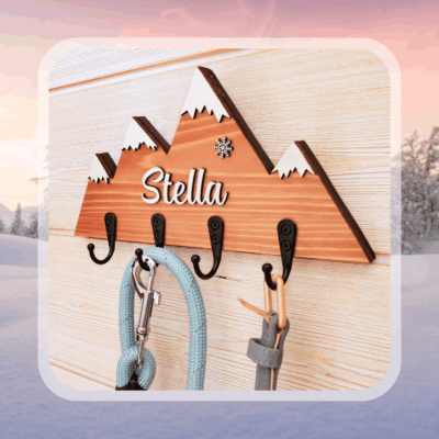 Support mural en bois montagne