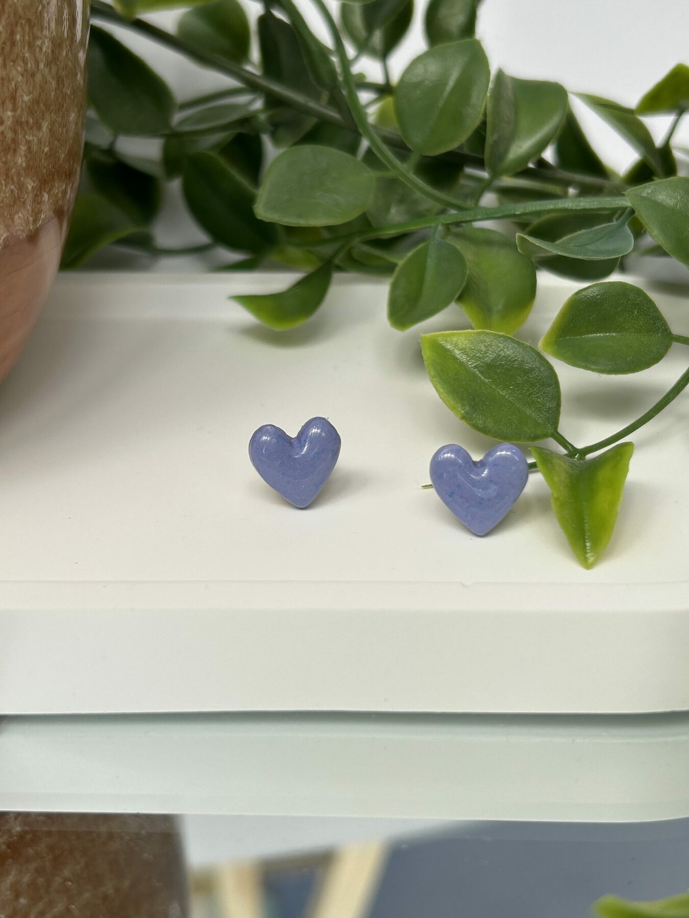 Boucles d’oreilles « Mon petit cœur » en pâte polymère bleu pastel – Image 2