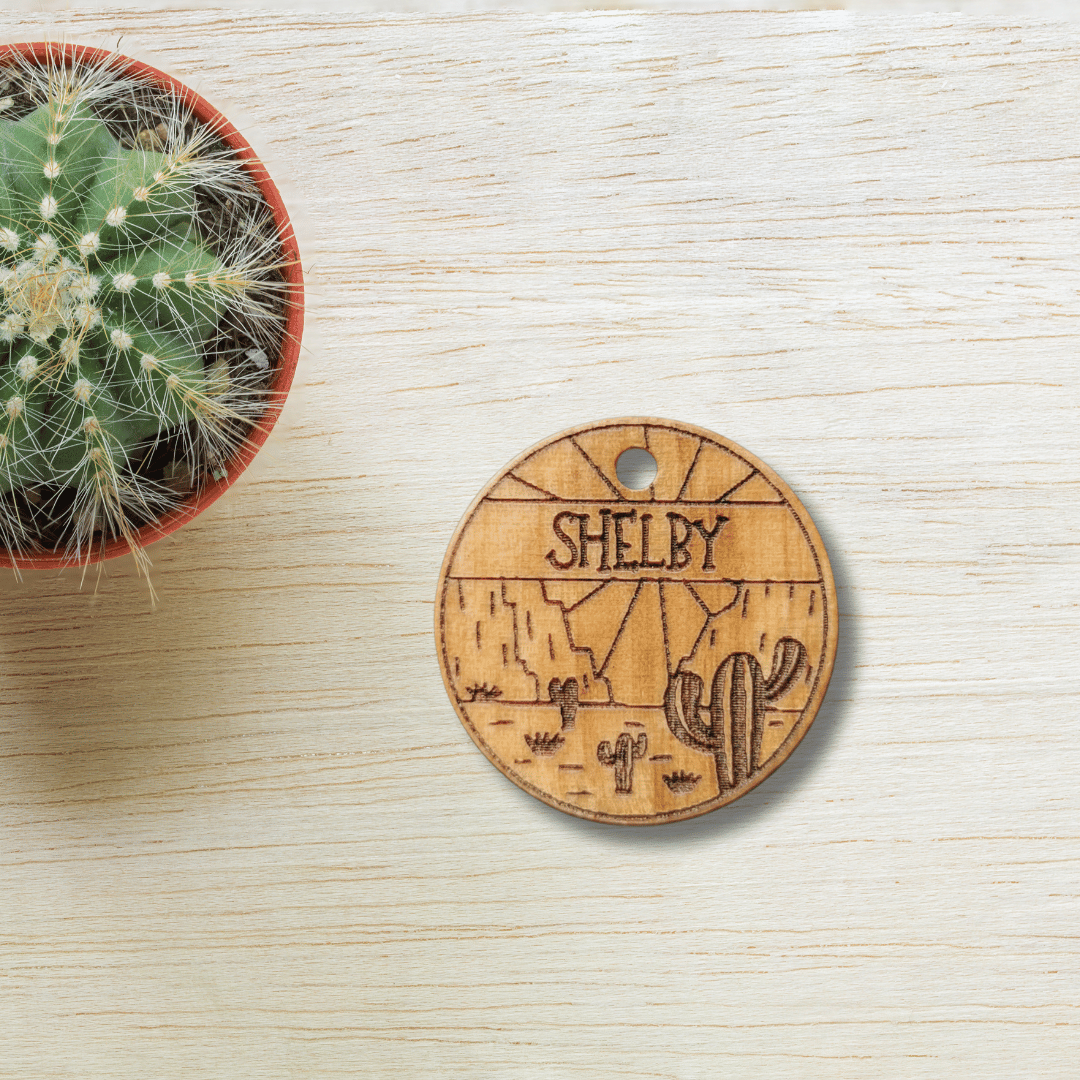 Médaille en bois cactus
