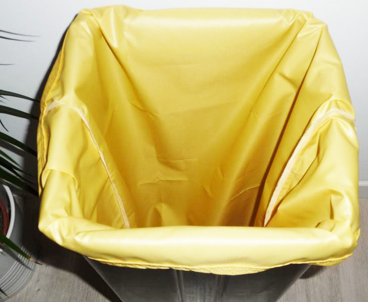 Sac poubelle lavable et réutilisable JAUNE SOLEIL (50L) - Sac poubelle alternatif écologique et durable - Zéro déchet